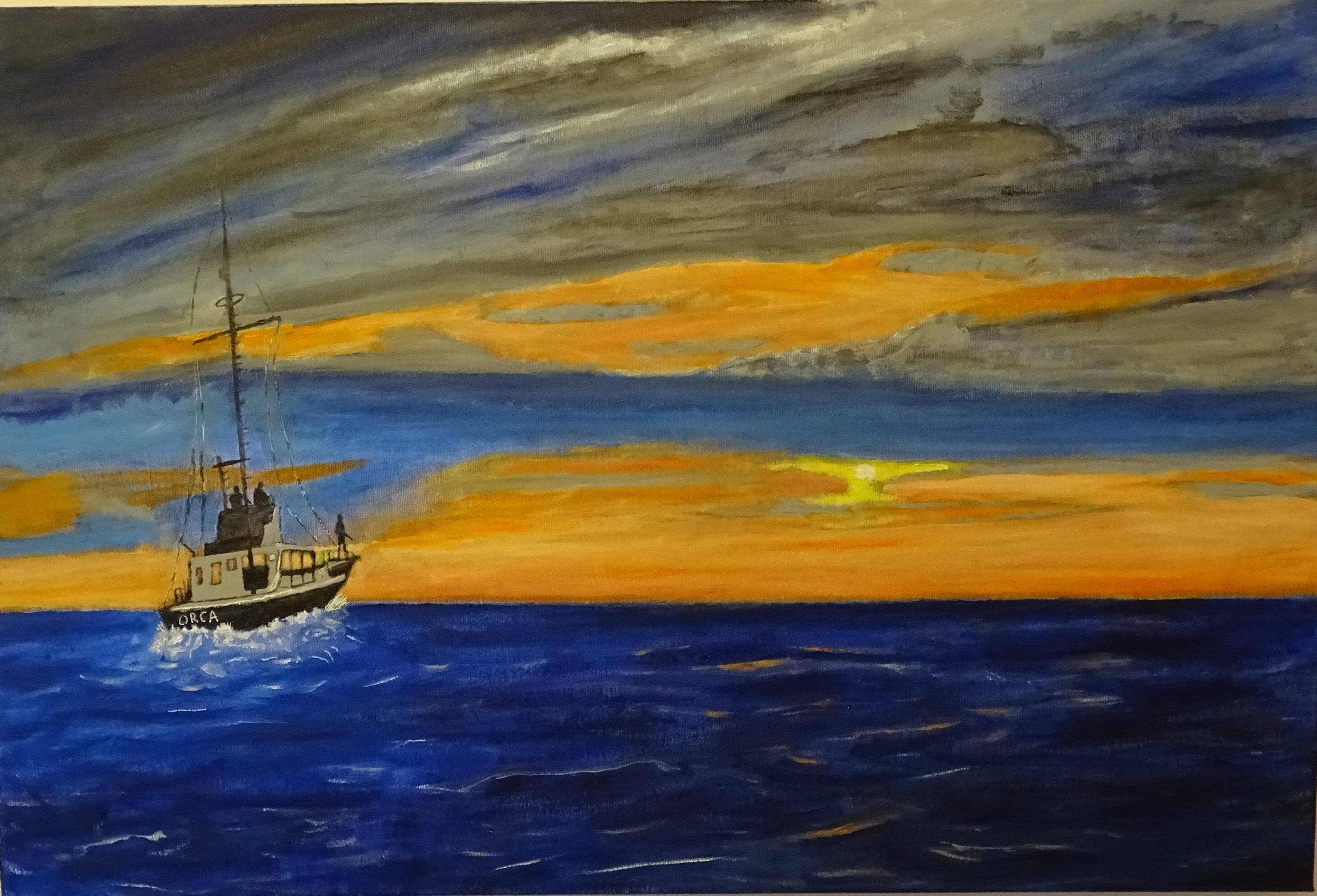 Fishing boat at sunset