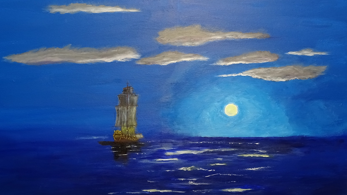 Ship in Moonlight